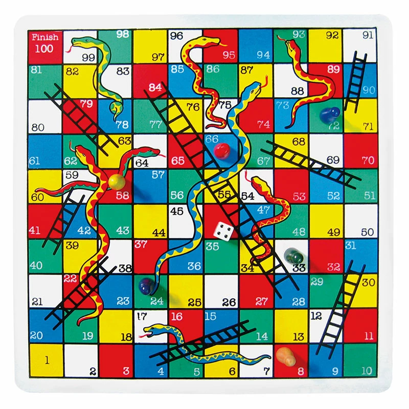 Fun Factory Snakes & Ladders Wooden Game 1 Fun Factory Snakes & Ladders Wooden Game