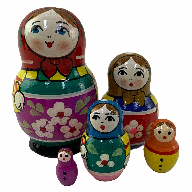 Russian Treasures Village Traditional Babushka Dolls Set 5pc 1 Russian Treasures Village Traditional Babushka Dolls Set 5pc