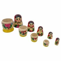 Russian Treasures Semenov Traditional Babushka Dolls Set 5pc 7 Russian Treasures Semenov Traditional Babushka Dolls Set 5pc -Le Toy Van Shop YellowBottomRedtop3copy 800x800 crop center