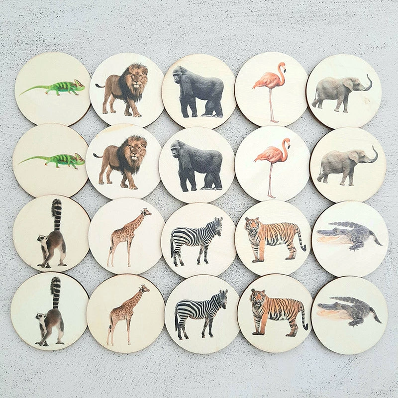 Jungle Animals Real Life Memory Match Discs My Little Set Jungle Animals Real Life Memory Match Discs -Le Toy Van Shop